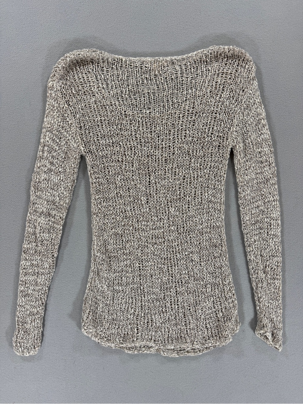 Caslon Open Knit Marled Cotton Blend Sweater XS Beige Oatmeal Scoop Neck Beach - Picture 10 of 10